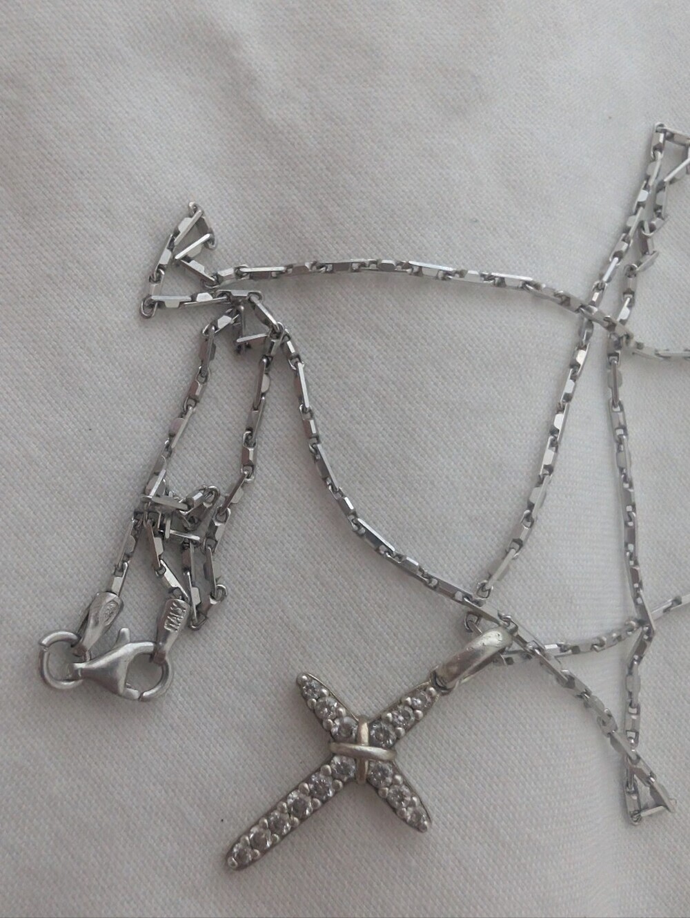 Vintage Real Silver EMC S925 Made In Italy Cross Pendant Necklace Diamonds - Picture 3 of 7